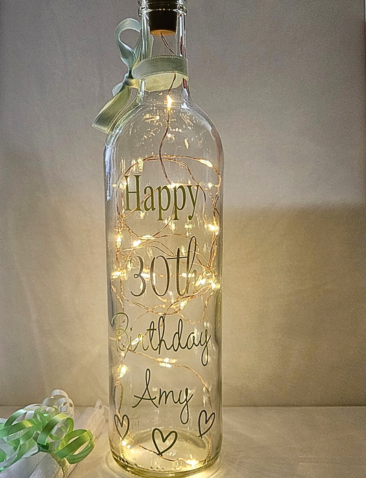 Personalised 30th Birthday Light Up Bottle | Custom Milestone Age Gift