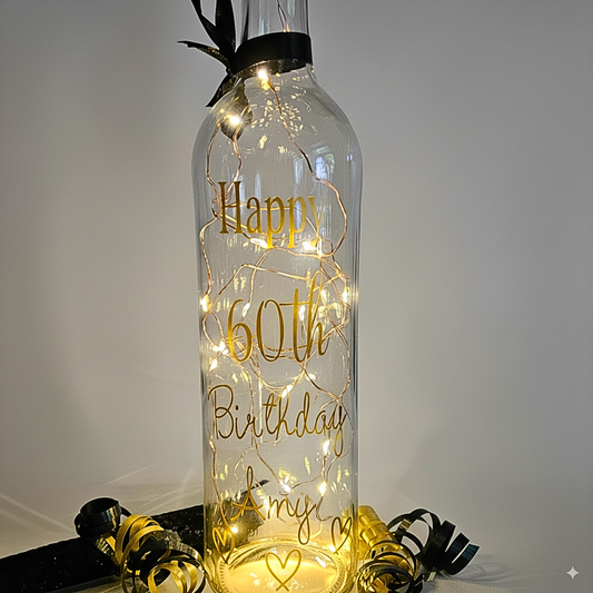 Personalised 60th Birthday Light Up Bottle | Custom Milestone Age Gift