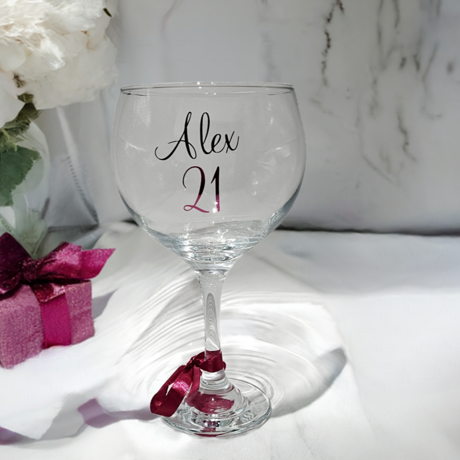 Elegant Personalised Gin Glass Gift For Her/Custom Made Cocktail Glass Gift For 18th 21st 30th Birthday