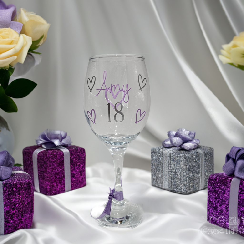 Personalised Wine Glass | 18th, 21st, 30th Birthday Gift for Her | Custom Keepsake Gift