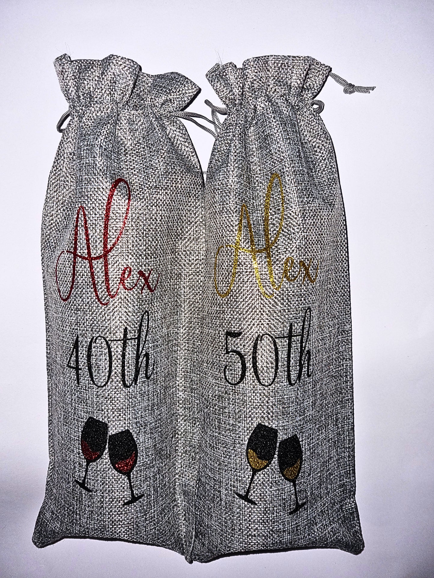 Personalised Wine Bottle Gift Bags | Luxury Gift For Milestone Birthday (Set Of 2)