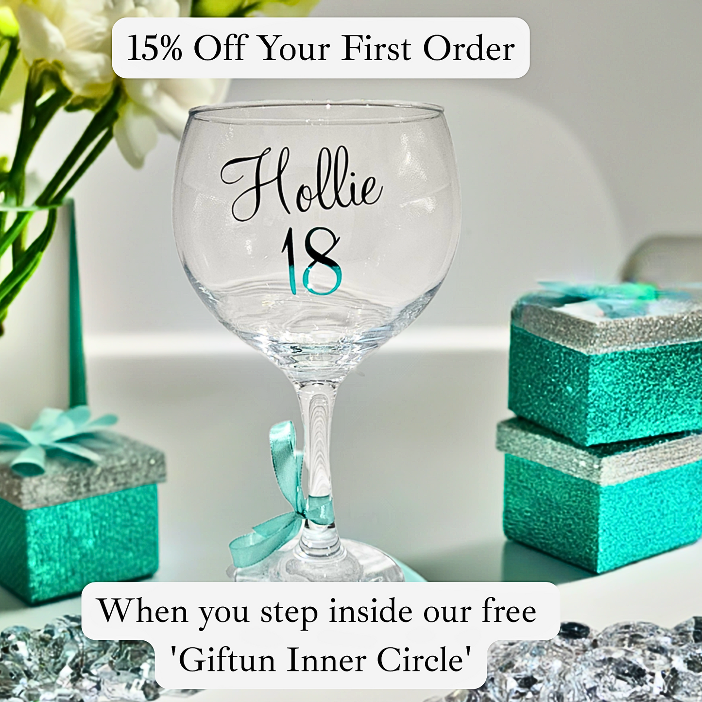 Personalised 18th Birthday Gin Glass | Custom Age Keepsake | Milestone Gift For Her.