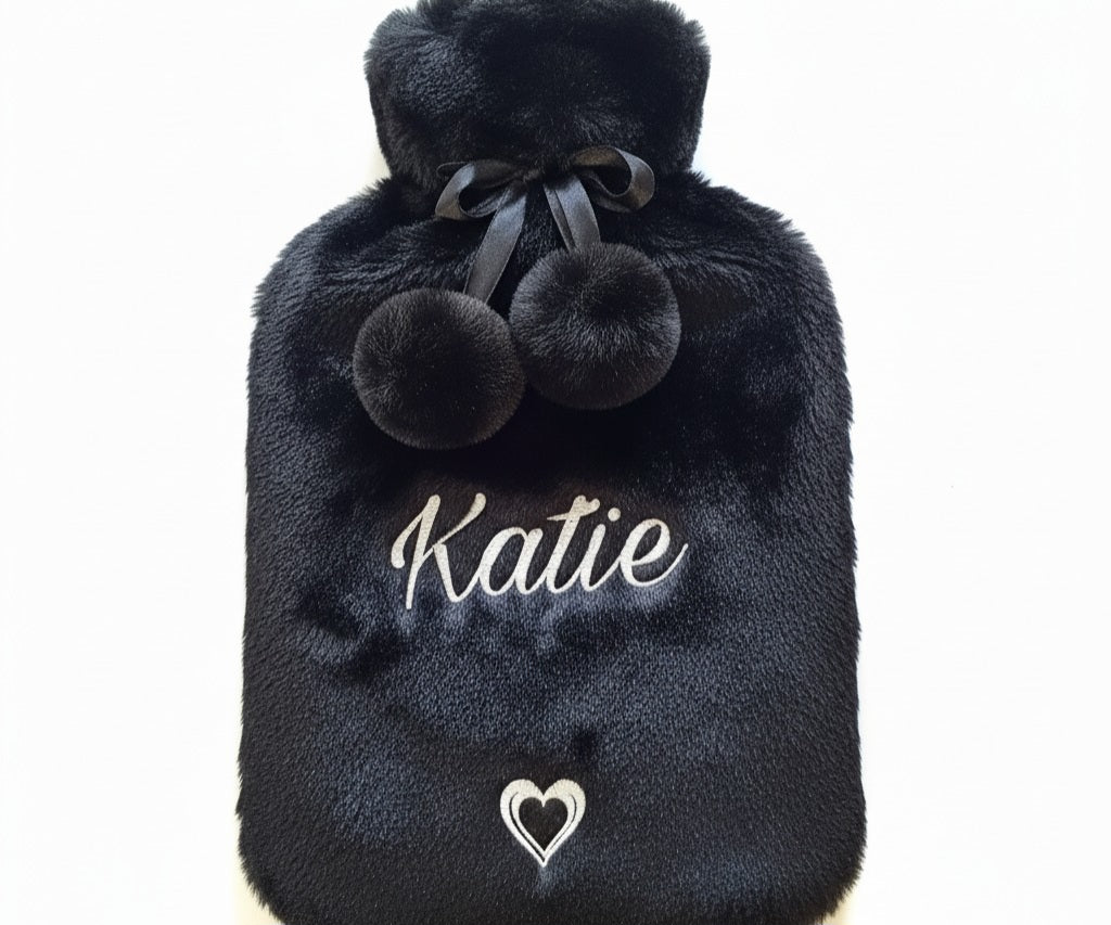 Personalised Hot Water Bottle & Cosy Faux Fur Cover | Luxury Winter Warmer