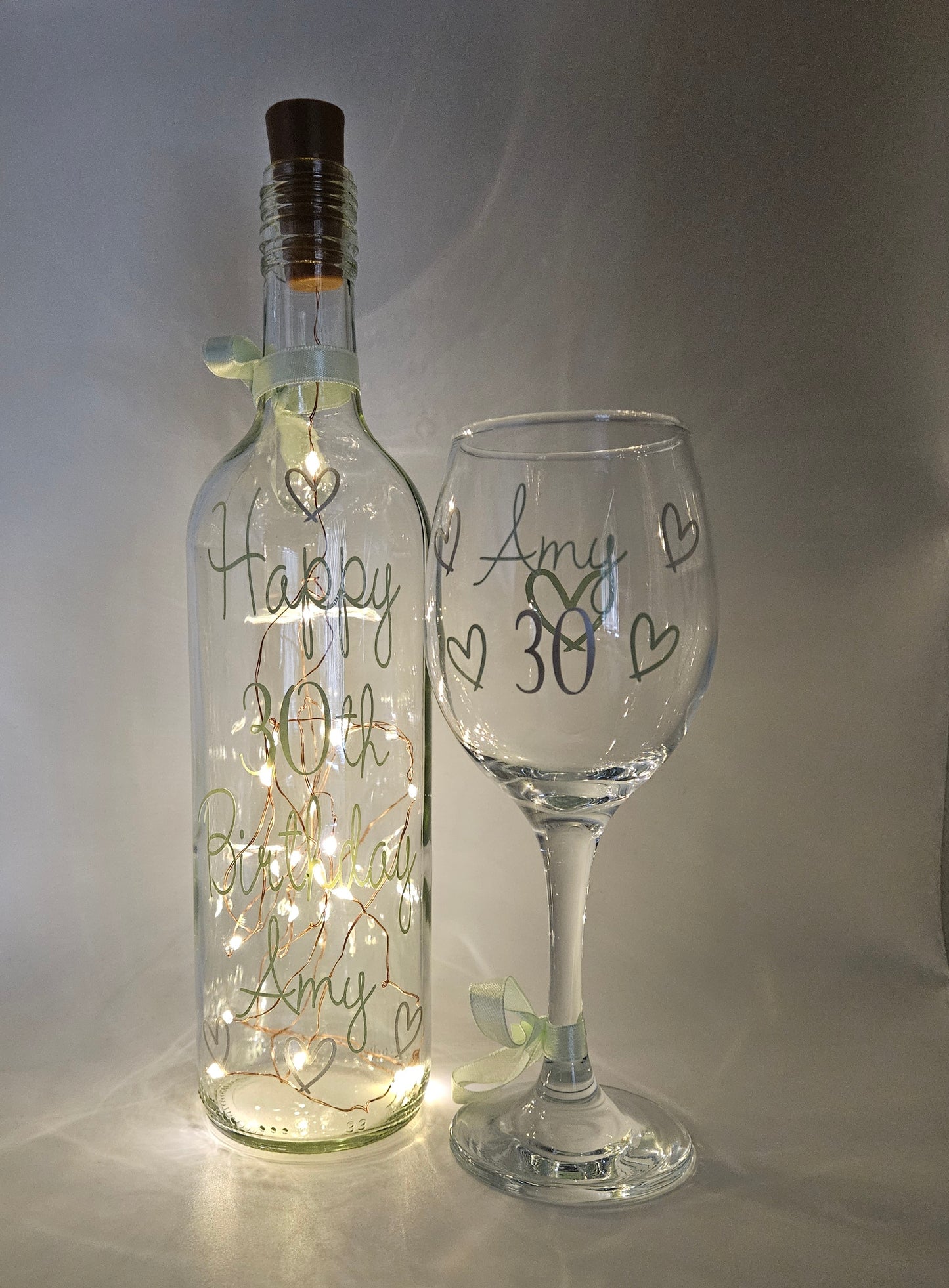 Personalised Light Up Keepsake Bottle & Wine Glass Gift Set For Her