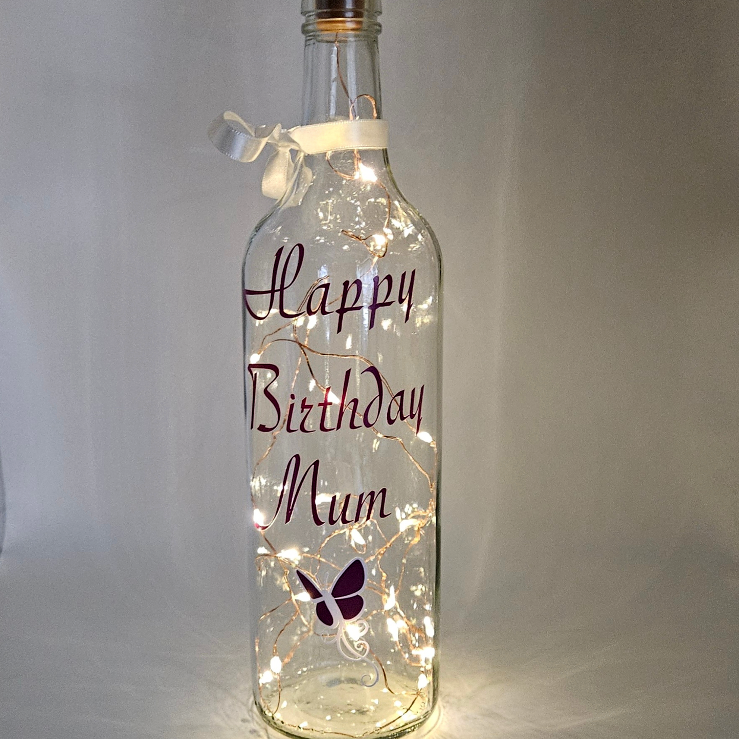 Personalised Butterfly LED Light Up Bottle | Unique Birthday Gift For Mum