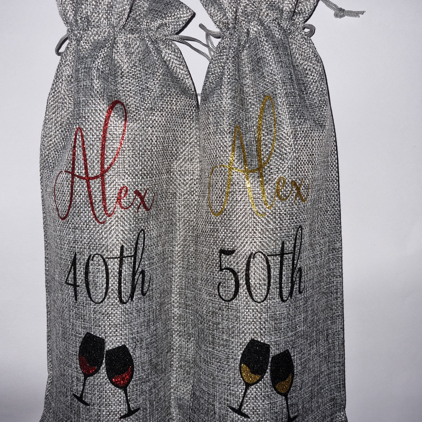 Personalised Wine Bottle Gift Bags | Luxury Gift Bags For Milestone Birthday (Set Of 2)