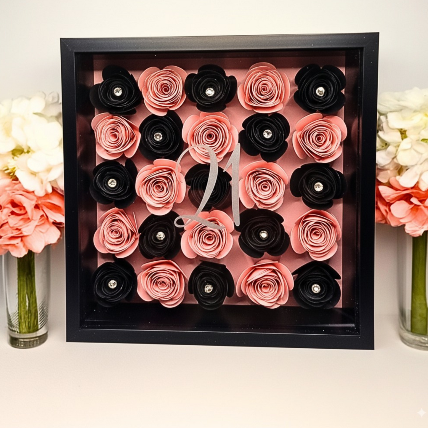 Personalised Floral Shadow Box | 21st Birthday Keepsake For Her | Luxury Milestone Gift.