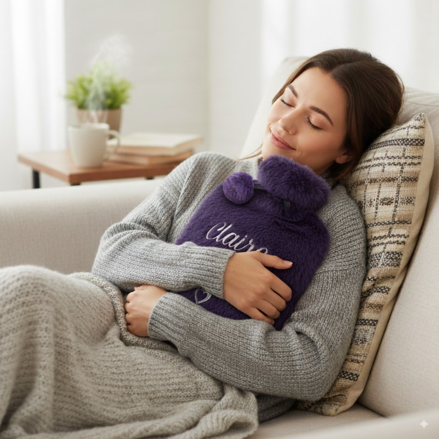 Personalised Hot Water Bottle & Cosy Faux Fur Cover | Luxury Winter Warmer