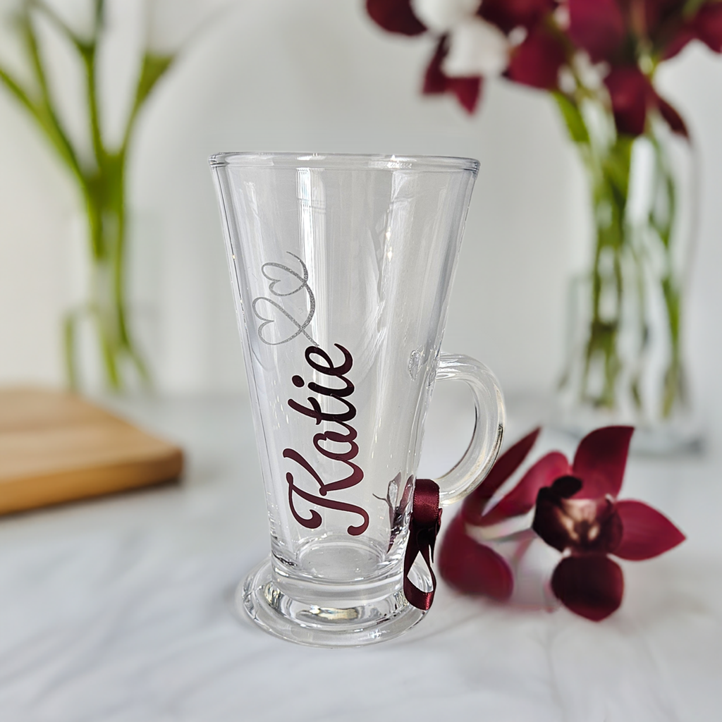 Luxury Personalised Latte Glass/Custom Hot Chocolate/Coffee Glass/Any Occasion Gift For Her.