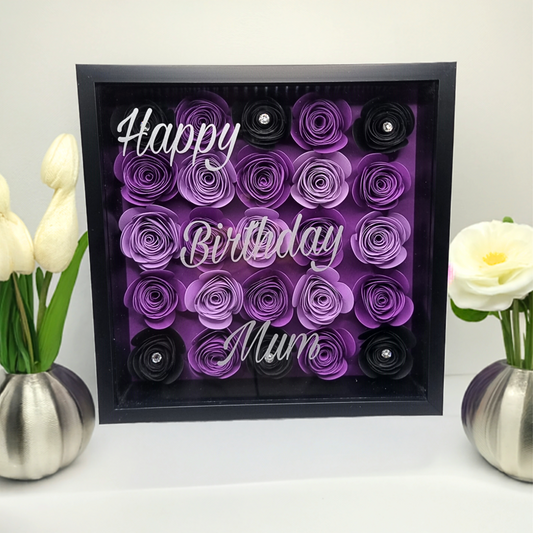 Personalised Luxury Shadow Box & Hand-Rolled Flowers