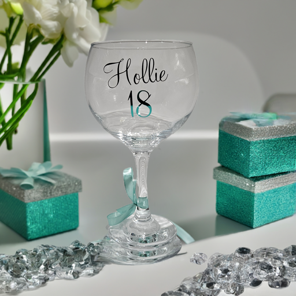 Personalised Gin Glass For Milestone Birthday | Handmade Cocktail Glass Gift | Custom Gin Glass 18th 21st 30th