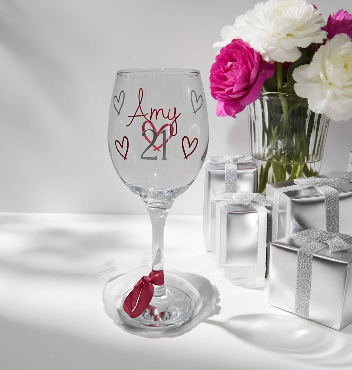 Personalised Keepsake Wine Glass For Milestone Birthday | Custom Wine Glass For Her, Friend