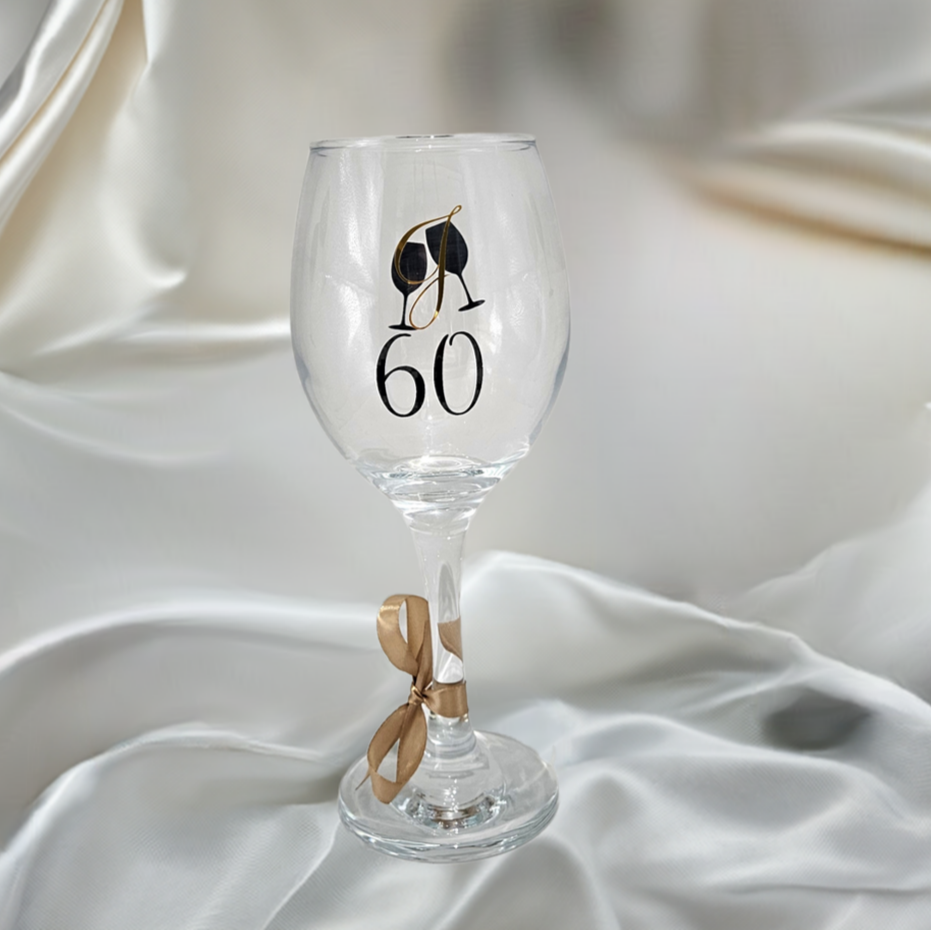 Personalised Luxury Wine Glass Gift For Her/Custom Large Wine Glass For Milestone Birthdays.