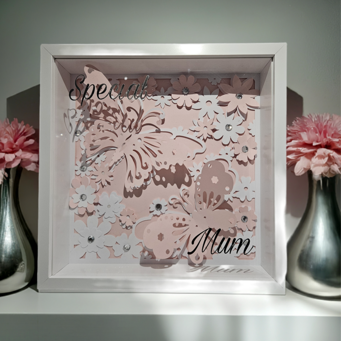 Personalised luxury shadow box gift for mum's birthday or Mother's Day. A bespoke keepsake, perfect for celebrating special occasions.