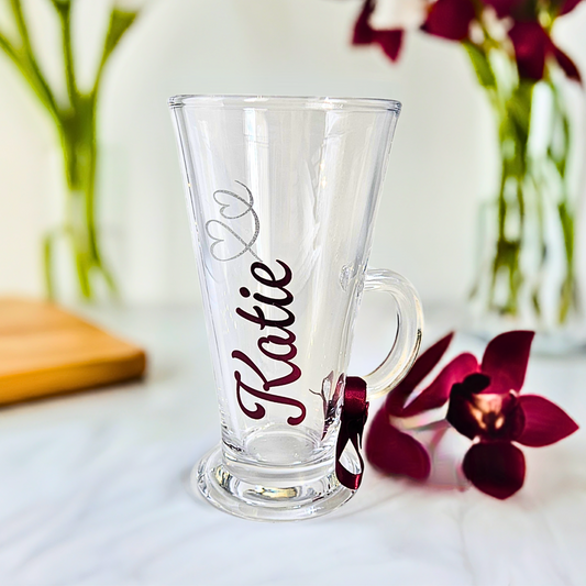 Personalised Hot Chocolate Glass | Custom Latte Mug | Any Occasion Gift For Her.