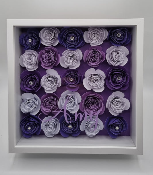 Personalised Luxury 3D Shadow Box With Hand-Rolled Flowers/Shadow Box Gift For Her