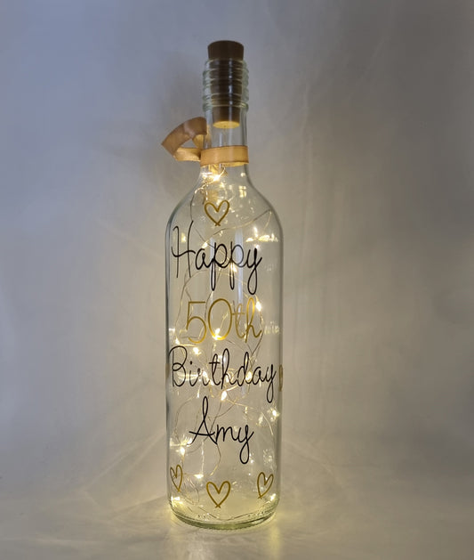 Personalised LED Light Up Bottle/Light Up Bottle/Any Occasion Gift For Her.