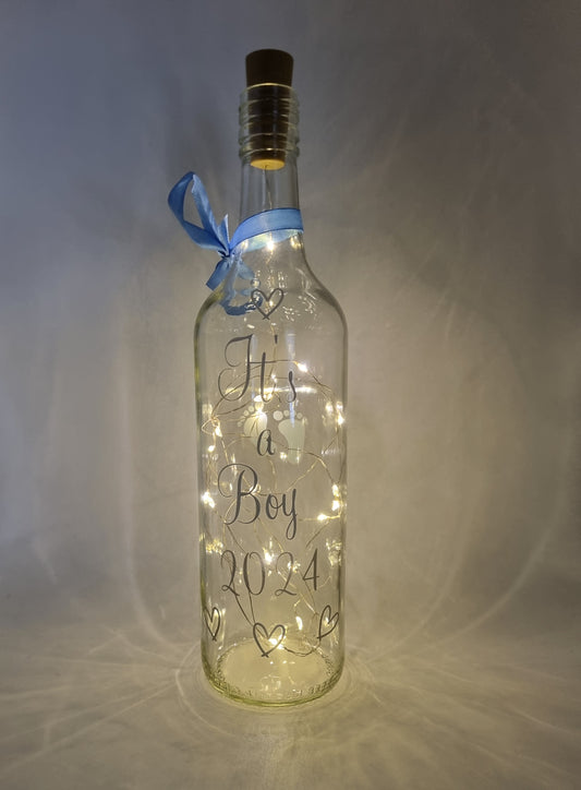 "It's a Boy" Light Up Bottle/New Baby/Gift For New Parents.