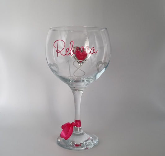 Personalised Gin Glass Gift For Her/Cocktail Glass/Any Age Birthday Gin Glass.