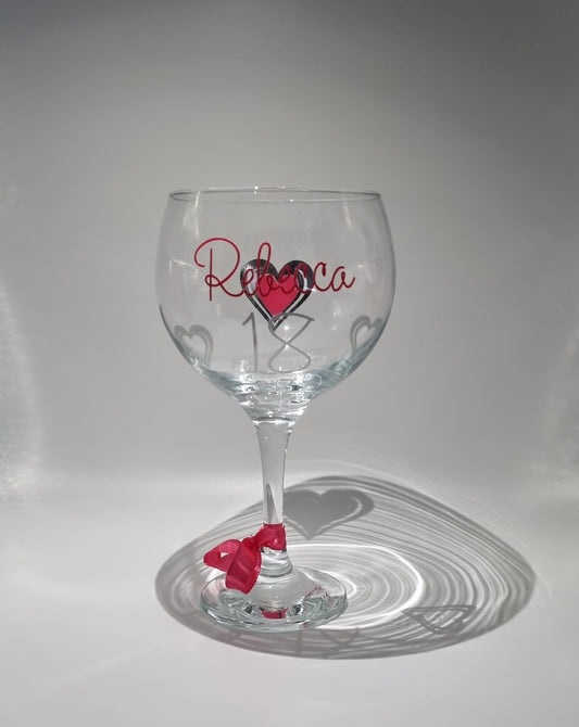 Personalised Gin Glass Gift For Her/Cocktail Glass/Any Age Birthday Gin Glass.