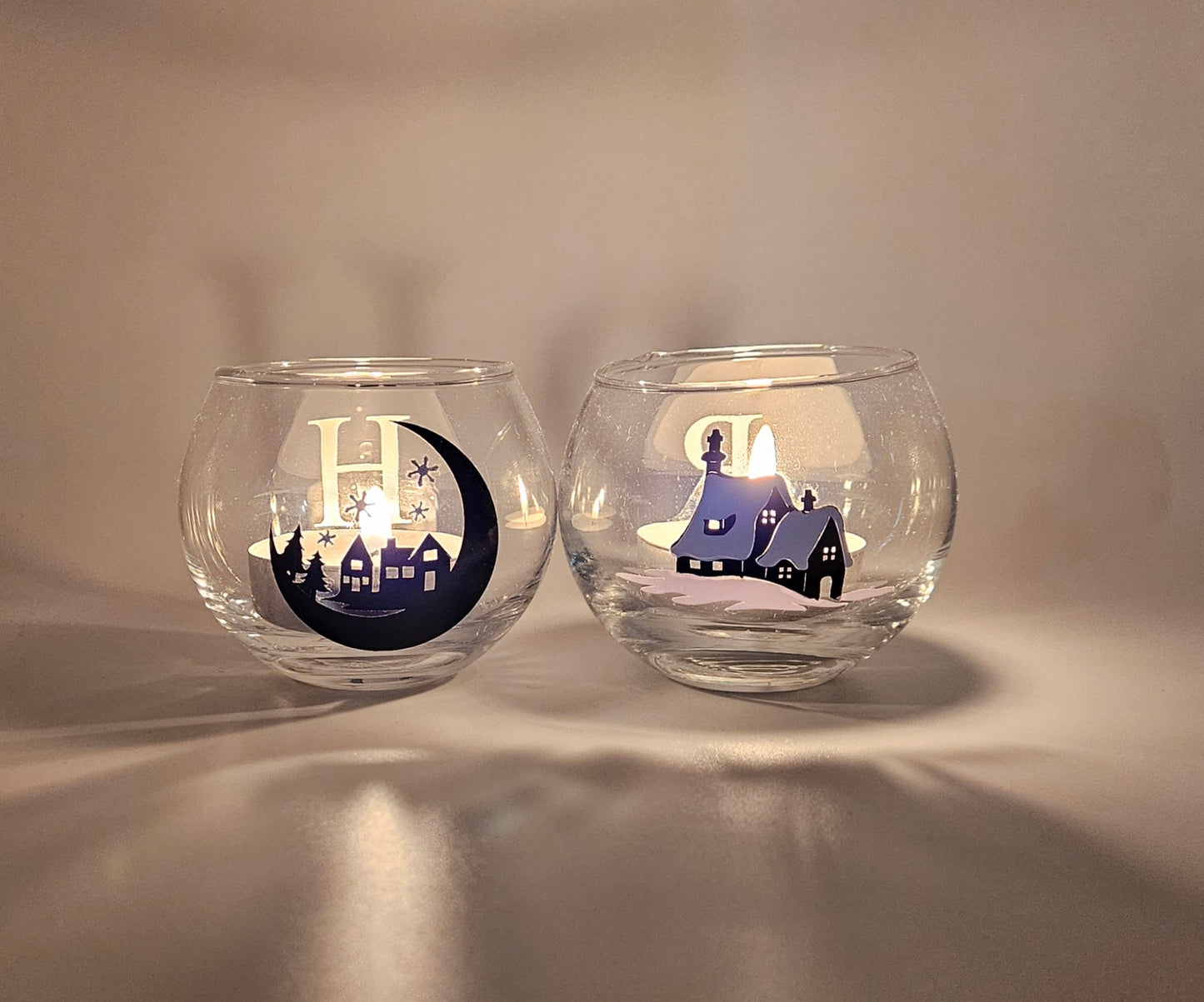 Personalised Xmas Tealight Holders(Set of 2)Luxury Handmade Xmas Tealights Holders