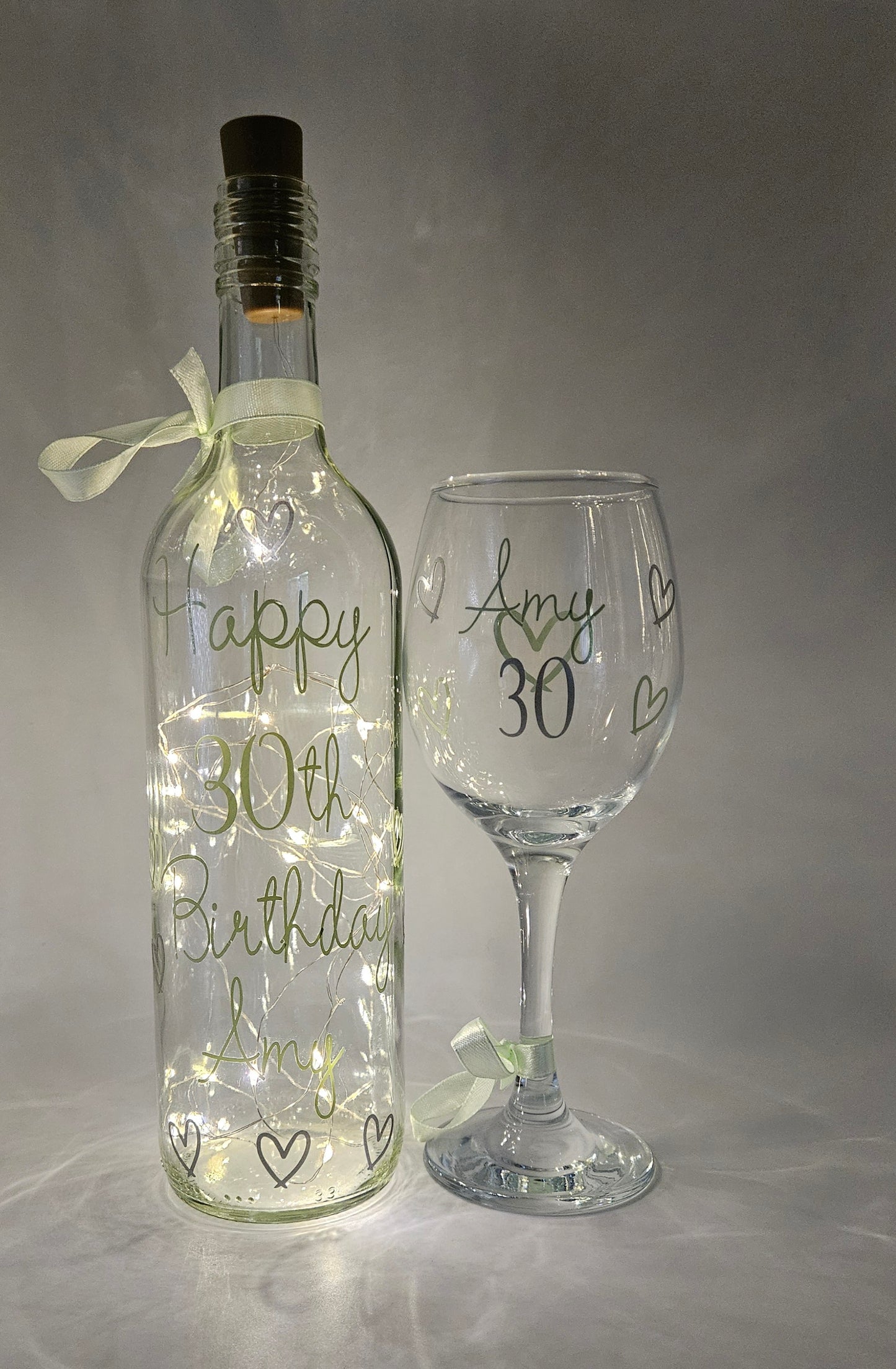 Personalised LED Light Up Bottle With Wine Glass Gift Set/Any Occasion Gift For Her