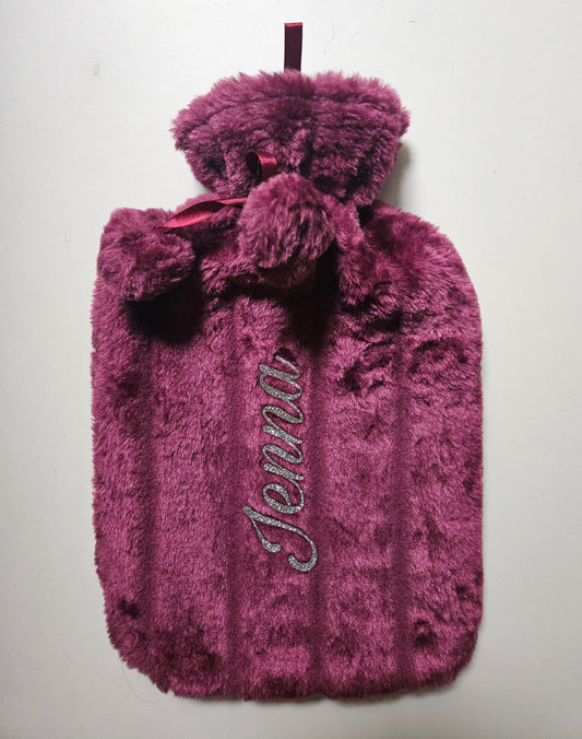 Personalised Hot Water Bottle With Snuggly Faux Fur Cover/Custom-Made Luxury Hot Water Bottle Gift For Her