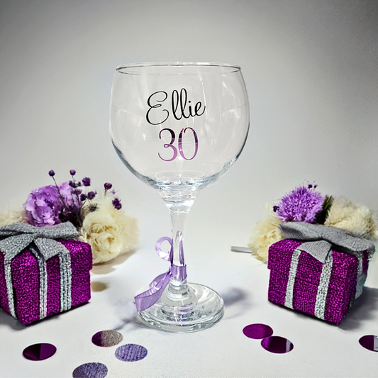 Personalised Gin Glass | Keepsake For Milestones | Custom Age Gift For Her.