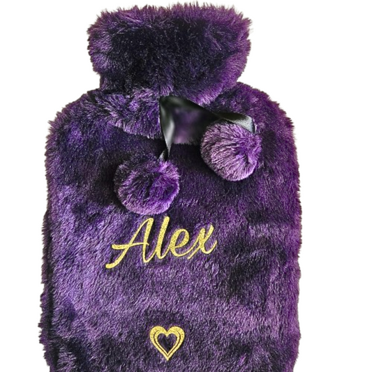 Personalised 2L Hot Water Bottle & Cosy Faux Fur Cover | Custom Luxury Gift For Her