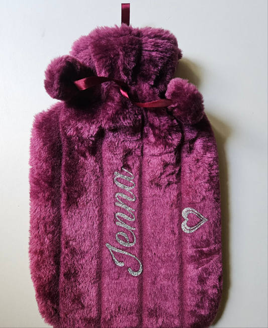 Personalised Hot Water Bottle With Snuggly Faux Fur Cover | Custom  Luxury Hot Water Bottle Gift For Her