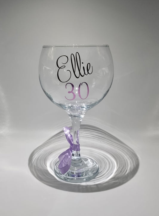 Luxury Gin/Cocktail Glass, simple elegance with personalised and bespoke vinyl decoration.