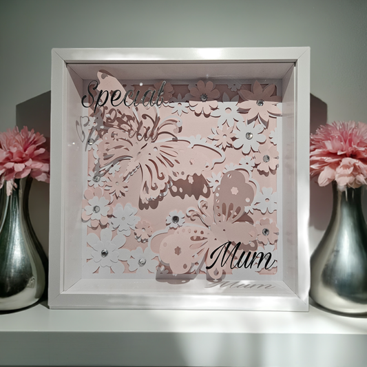 Personalised Butterfly Shadow Box Gift – 3D Floral Keepsake for Her