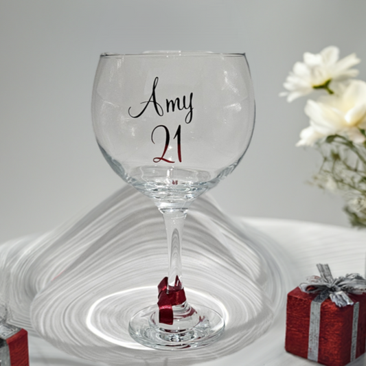 Personalised 18th 21st gin cocktail glass. A luxury keepsake gift for her milestone birthday.