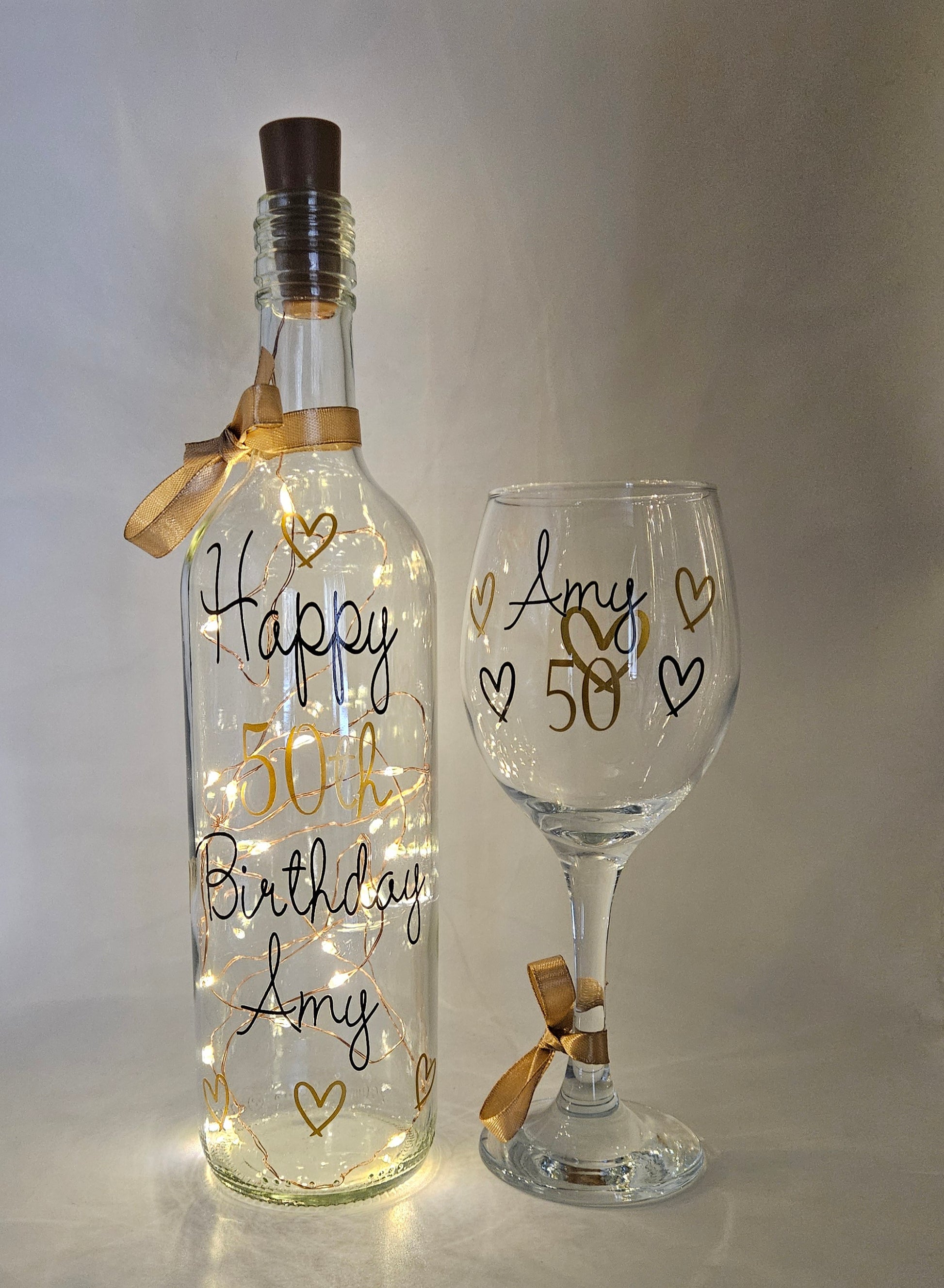 Personalised Light Up Bottle & Wine Glass Gift Set For Any Occasion
