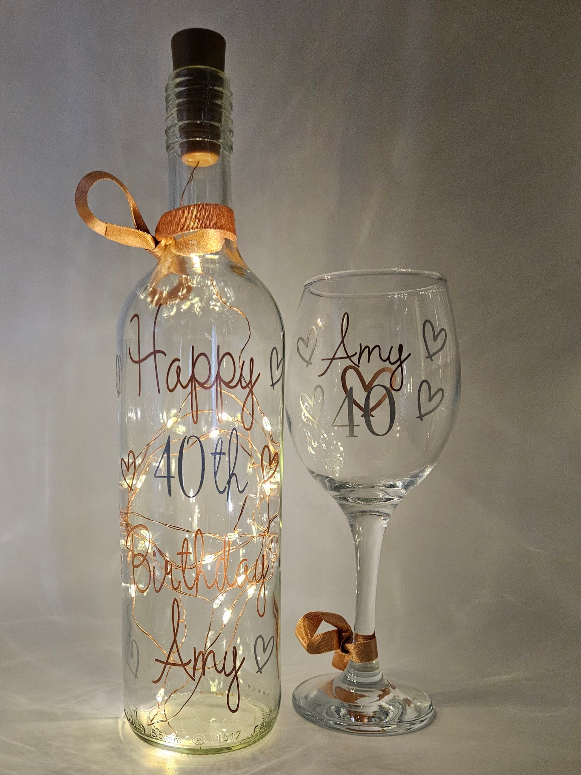 Personalised Light Up Bottle & Wine Glass Gift Set For Any Occasion