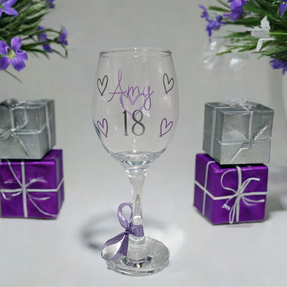 Personalised Wine Glass 8th 21st Birthday Gift For Her
