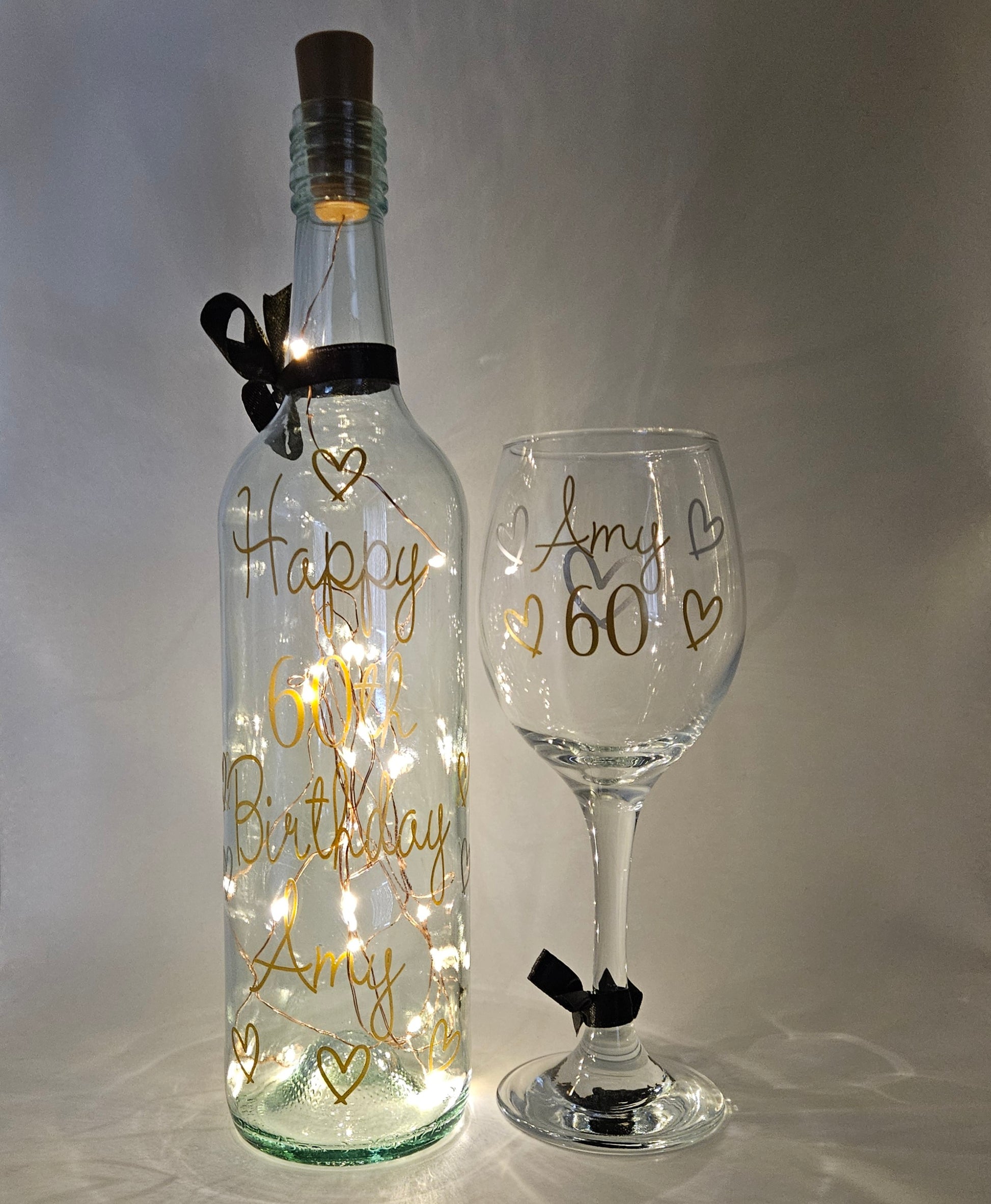 Personalised Light Up Bottle & Wine Glass Gift Set For Any Occasion