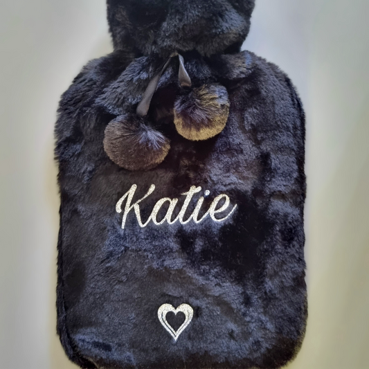 Personalised 2L Hot Water Bottle & Luxury Faux Fur Cover | Custom Cosy Gift For Her