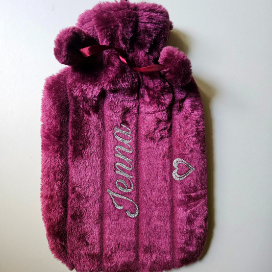Personalised 2L Hot Water Bottle With Luxury Faux Fur Cover | Cosy Winter Warmer Gift For Her