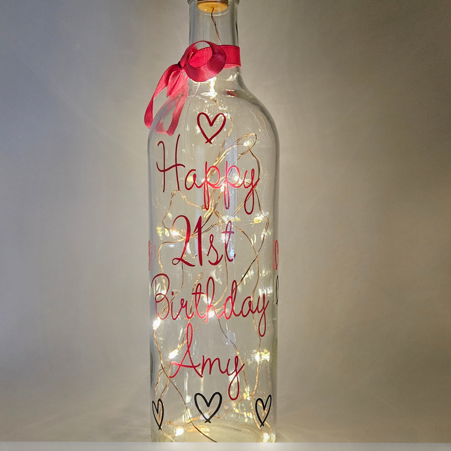 Personalised Light Up Bottle For Her | Keepsake Present For Friend, Daughter | Custom Gift For 21st Birthday
