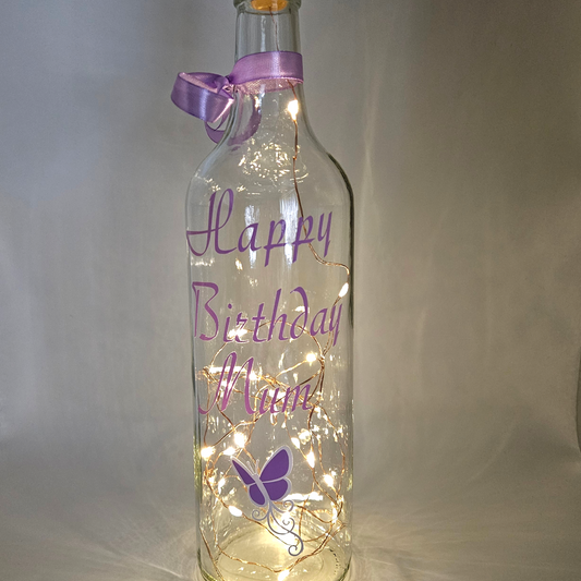 Personalised Butterfly LED Light Up Bottle | Unique Birthday Gift For Mum