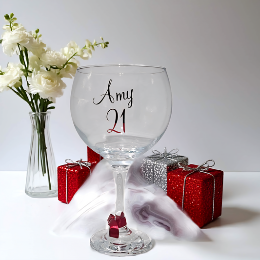 Personalised Gin Glass For Her, Friend | Keepsake Gin Gift For 21st Birthday | Luxury Cocktail Glass