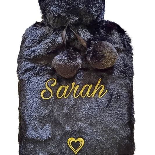 Personalised Hot Water Bottle With Removable Faux Fur Cover | Custom Cosy Gift For Her