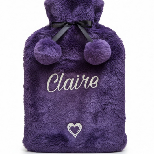 Personalised 2L Hot Water Bottle & Cosy Faux Fur Cover | Custom Luxury Gift For Her