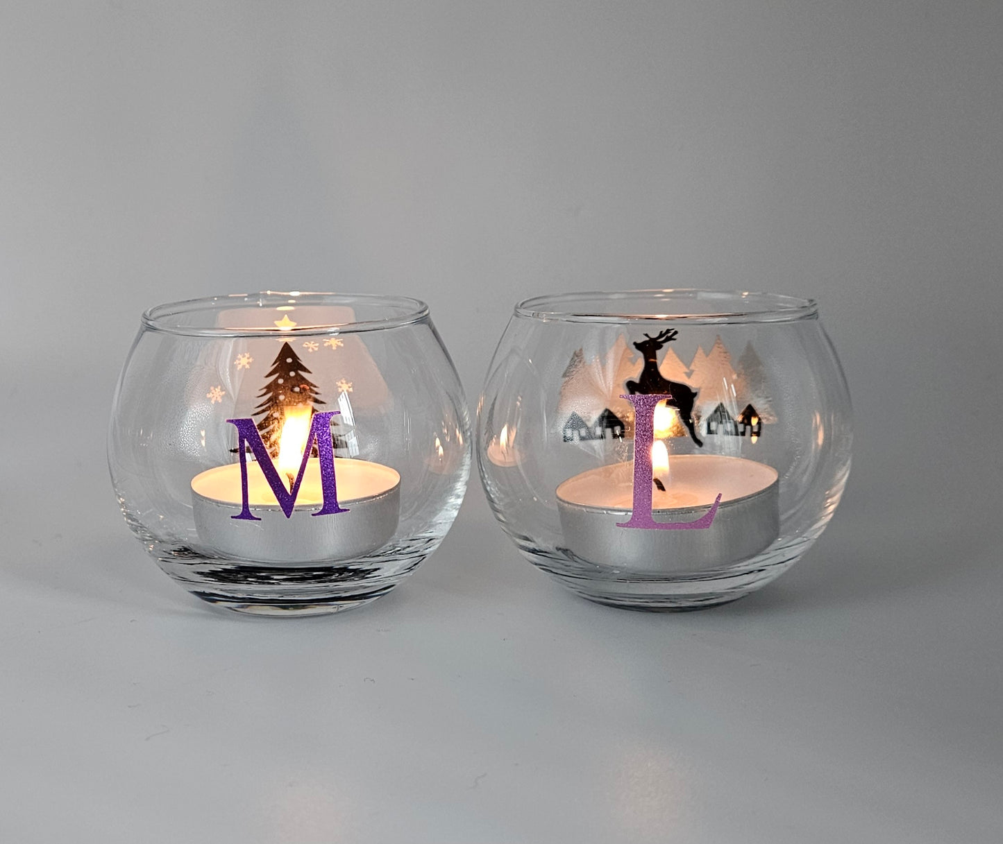 Personalised Xmas Tealight Holders(Set of 2)Luxury Handmade Xmas Tealights Holders