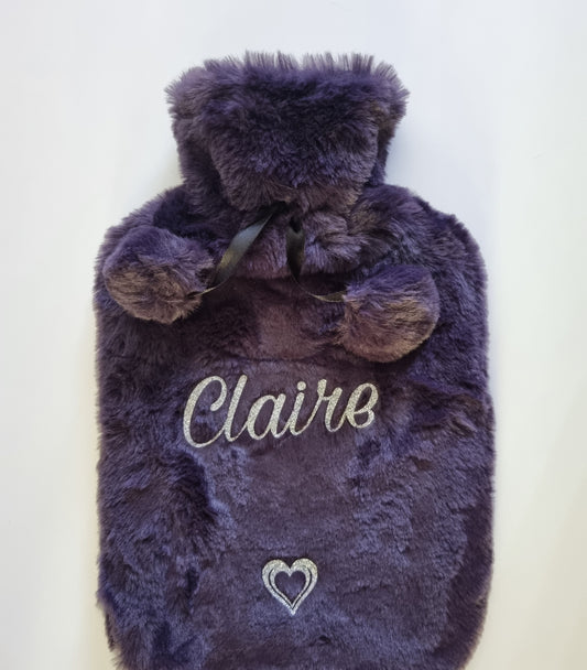 Personalised Hot Water Bottle with Luxury Faux Fur Cover | Custom Cosy Hot Water Bottle | Any Occasion Gift For Her.
