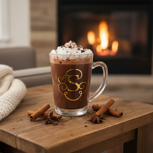 Personalised Monogram Glass Mug | Custom Clear Teacup