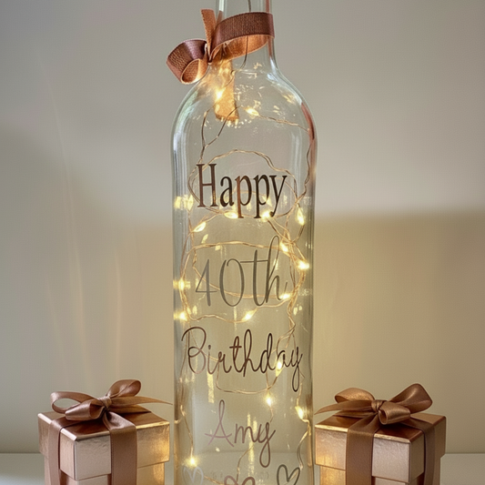 Personalised LED Light Up Bottle | Rose Gold Birthday Gift